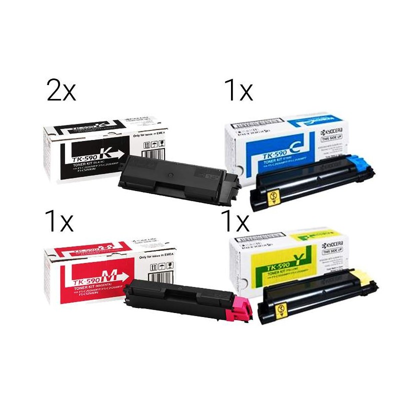 Kyocera Toner TK-590 Spar-Set (2x Noir & 1x Jaune, Cyan, Magenta)